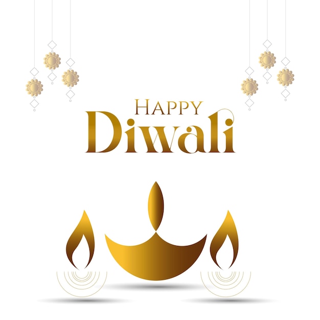 Happy diwali festival of lights poster template design mit dekorativer diya-lampe