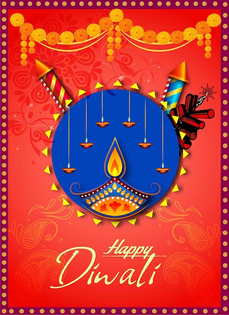 Happy diwali festival of lights vector illustration schöne grußkarte zum feiern