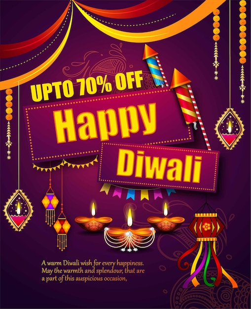 Happy Diwali Festival of Lights Vector Illustration und schöne Grußkarte zum Feiern