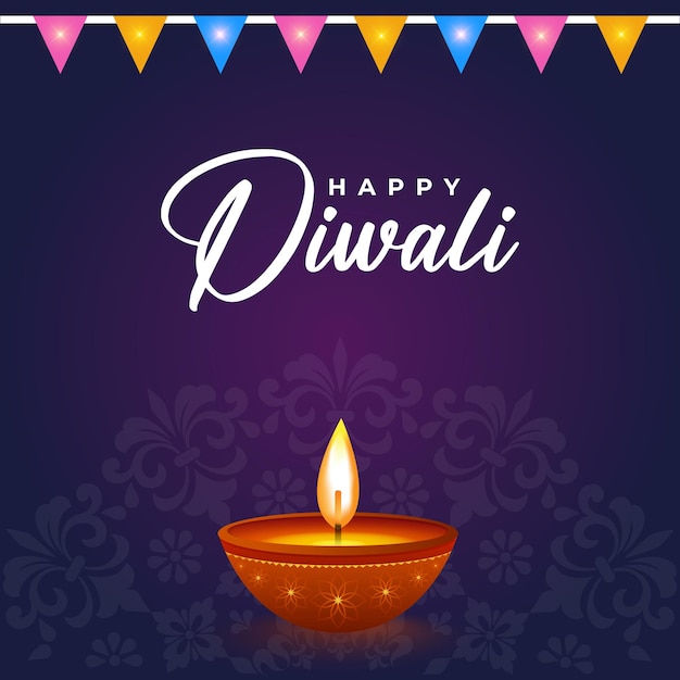 Happy Diwali Festival Social Media Poster Banner Design mit Diya