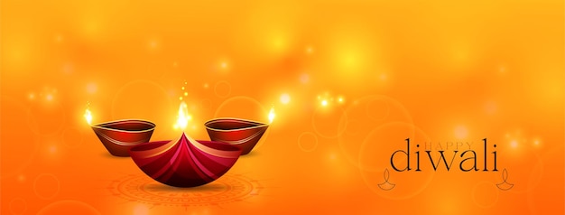 Happy Diwali, Grußkarte des Diwali-Festivals mit stilvoller schöner Öllampe und Diwali-Elementen