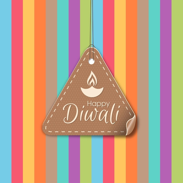 Happy diwali grußkarte mit aufwendiger kalligraphie und diwali lampe