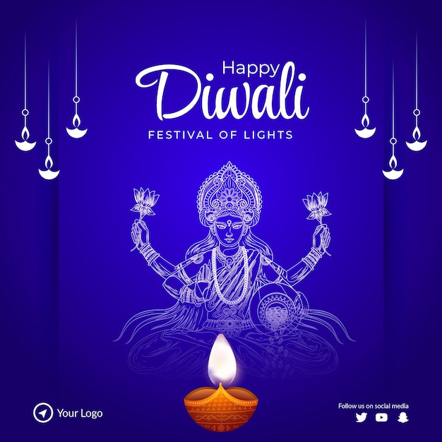 Happy diwali indische religiöse festival-banner-design-vorlage