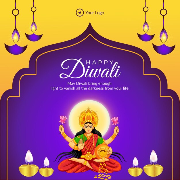 Happy diwali indische religiöse festival-banner-design-vorlage