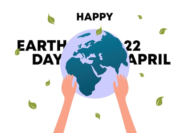 Happy earth day banner poster mit handgriff-globus-feier am 22. april