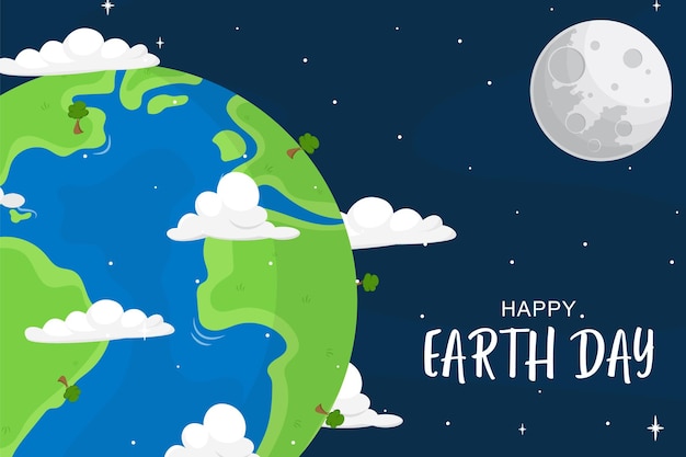 Happy earth day poster oder banner vektorillustration und -beschriftung