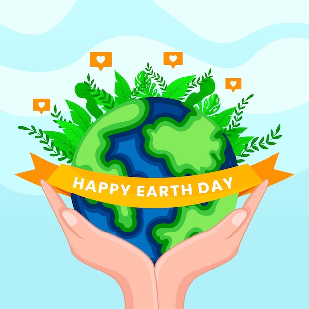 Happy earth day vektor-öko-illustrationen für social-poster-banner oder karten zum thema sparen von t