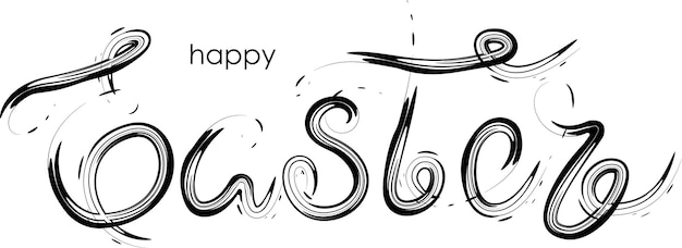 Happy easter day lettering kalligraphischer text handgeschrieben mit farbtintenpinsel
