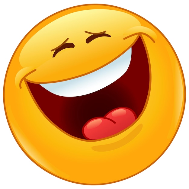 Happy Emoji-Emoticon, das laut mit geschlossenen Augen lacht