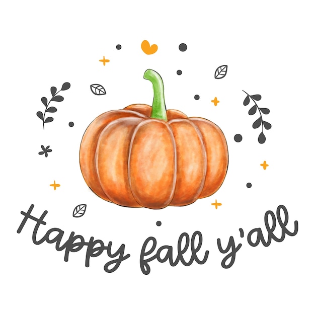 Happy fall y'all zitat mit kürbis.