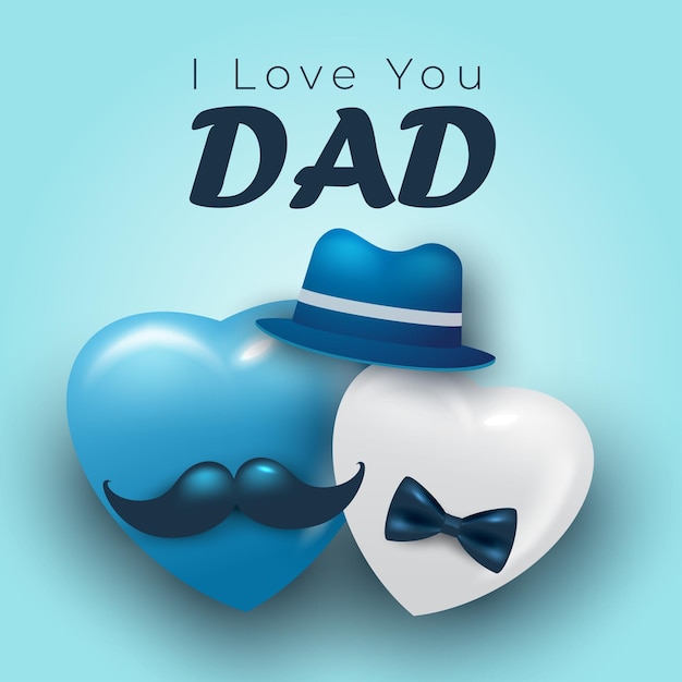 Happy Father's Day I Love You DAD Hintergrund und minimalistisches Herzdesign