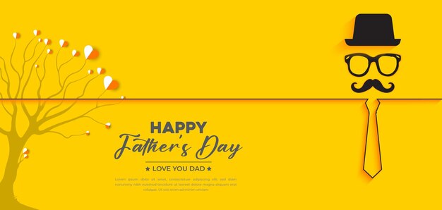 Vektor happy fathers day banner-vorlage mit krawatte und brille