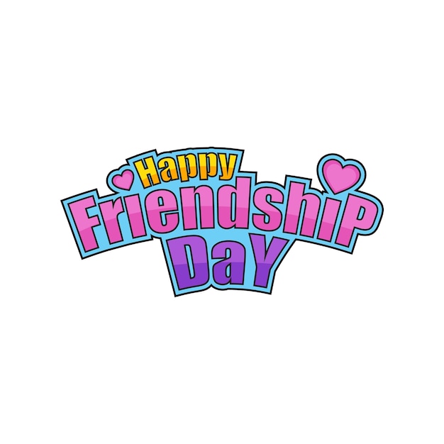 Vektor happy friendship day wort-logo-design auf weißem hintergrund