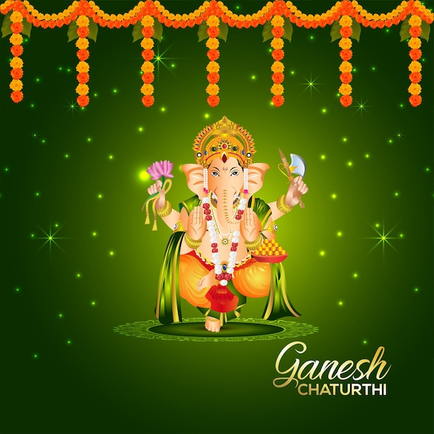 Happy ganesh chaturthi feier grußkarte mit vektor-illustration