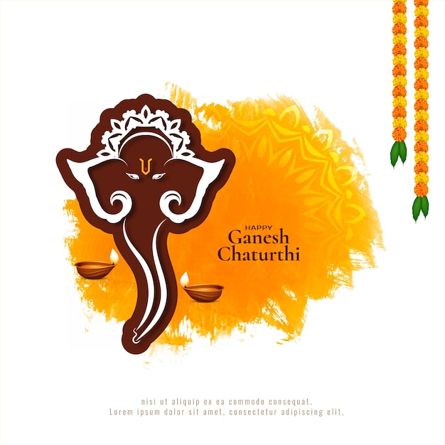 Happy ganesh chaturthi festival religiöses gelbes hintergrunddesign