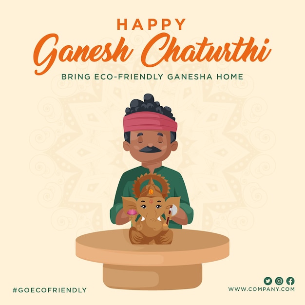 Happy ganesh chaturthi indian festival banner design-vorlage