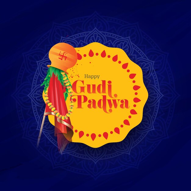 Happy Gudi Padwa Festival Maharastra Neujahrstag Vektor Hintergrund