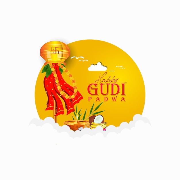 Vektor happy gudi padwa, gudi padwa feier von india.vector illustration