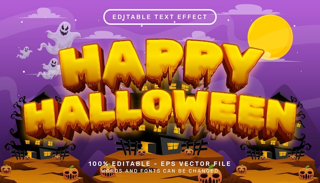 Happy halloween 3d-texteffekt und bearbeitbarer texteffekt