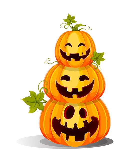 Happy halloween drei lustige jack o lanterns sitzen aufeinander