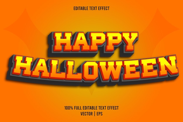 Happy halloween editierbarer texteffekt comic-stil orange farbe
