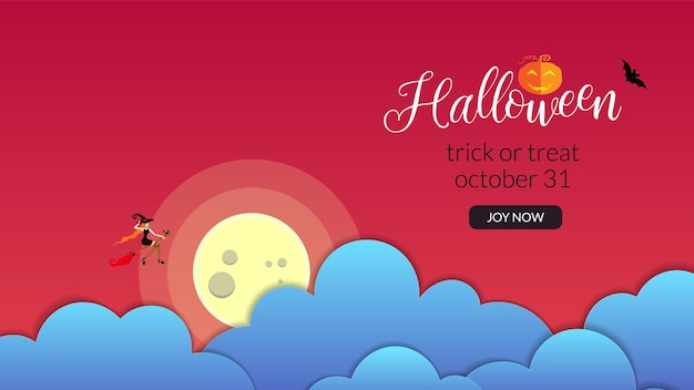 Happy halloween papierschnitt banner für partyeinladung oder verkaufsanzeige backgroundvector illustration