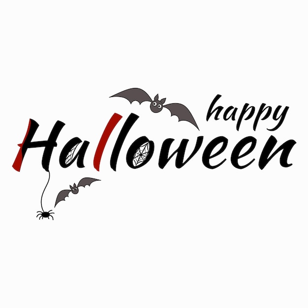 Happy halloween schriftzug für vorlagen und postkarten worte auf weißem hintergrund