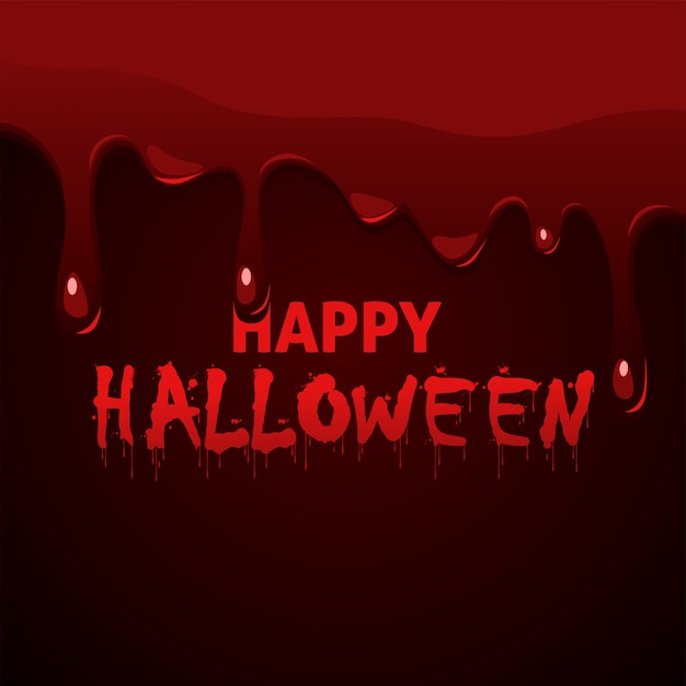 Happy halloween schriftzug mit tropfendem dickem blut