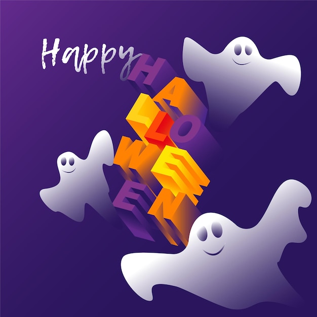 Happy halloween schriftzug und karte