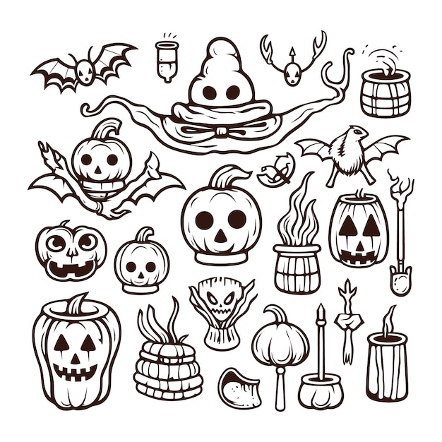 Vektor happy halloween silhouette set sammlung von halloween vektorelementen