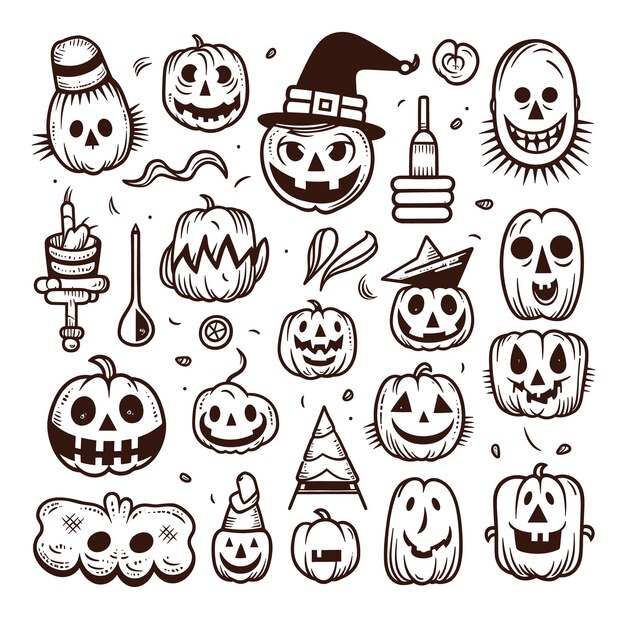 Vektor happy halloween silhouette set sammlung von halloween vektorelementen