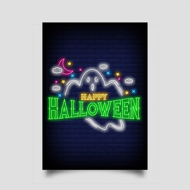 Happy Hallowen Leuchtreklame Stil