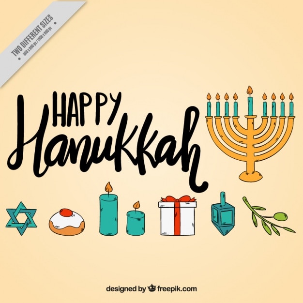 Happy hanukkah hintergrund mit handgezeichneten artikel