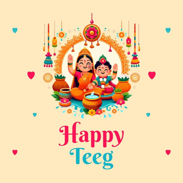 Vektor happy hariyali teej feier vektor-illustration