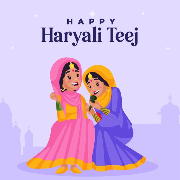 Happy haryali teej festival banner-design-vorlage