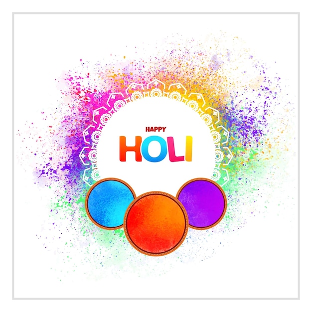 Vektor happy holi abstraktes farbspritzen auf weißem hintergrund mit pulverfarbe