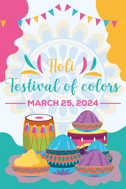 Happy holi farbenfrohe banner vorlage indische hinduismus festival feiern soziale medien poster design