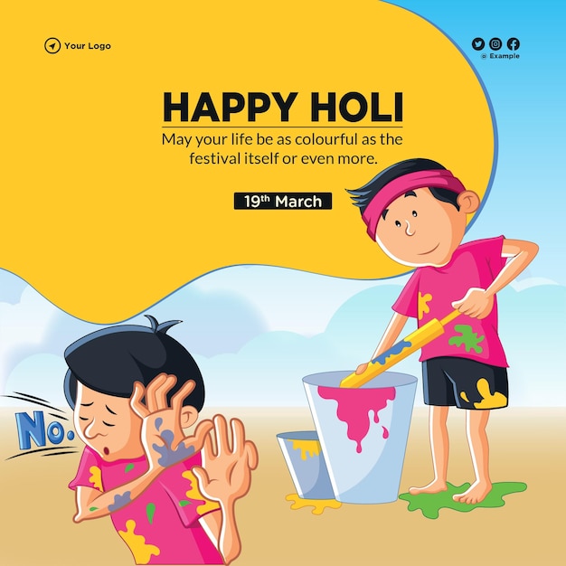 Happy holi indische festival-banner-design-vorlage