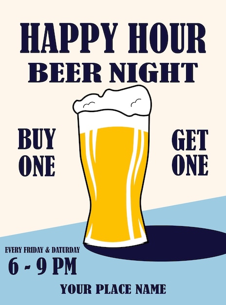 Happy hour biernacht flyer poster oder social media post design