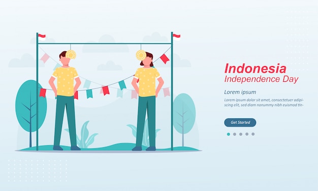 Happy indonesien independence day landingpage vorlage