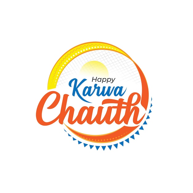Happy karwa chauth festival typografische aufkleber-gruß-design-vorlage
