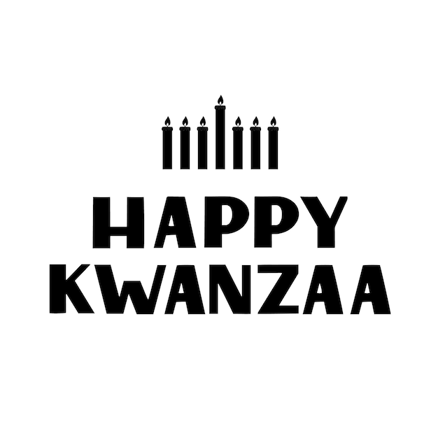 Happy kwanzaa hand schriftzug mit kerzen isoliert auf weißem afroamerikaner urlaub vektor vorlage für typografie poster banner grußkarte postkarte flyer aufkleber etc