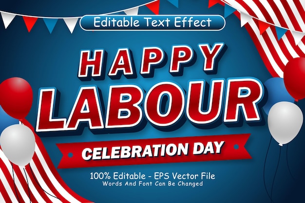 Happy labour celebration day editierbarer texteffekt 3 dimension emboss modern style