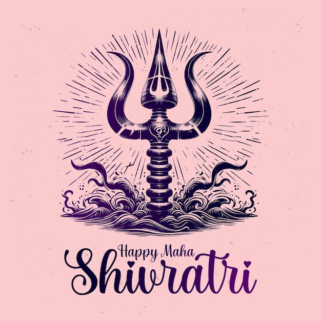 Vektor happy maha shivaratri design und sketch-kunstvektor