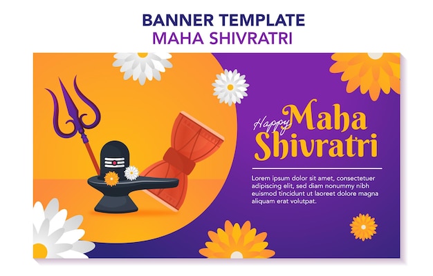 Happy maha shivratri banner design-vorlage mit lord shiva ornament