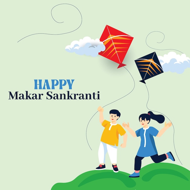 Happy makar sankranti post design vector (glücklicher makar sankranti-post-design-vektor)