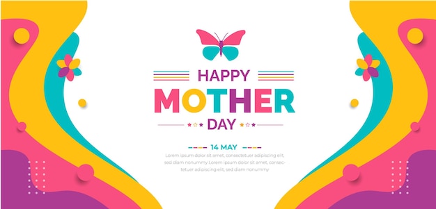 Happy Mother Day-Hintergrund oder Banner-Design-Vorlage mit einzigartiger Form und farbenfrohem Design