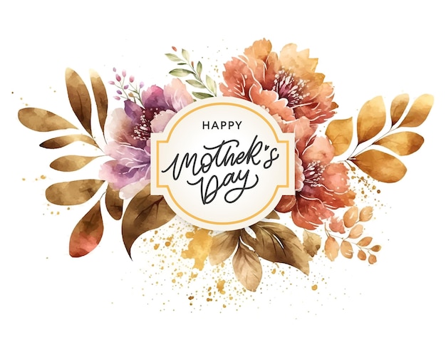 Happy mother's day aquarellrahmen mit vintage-blumen für den urlaub wallpaper einladung poster broschüre gutschein rabatt menü