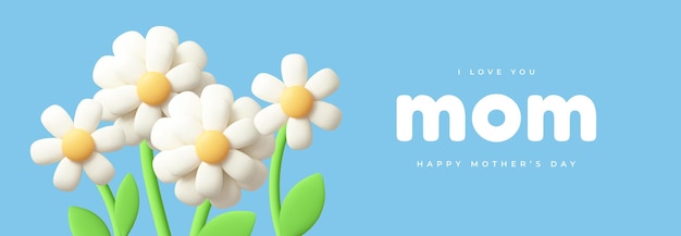 Happy mother's day moderne banner-design 3d-vektor-illustration