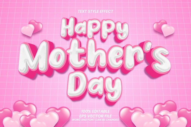 Happy Mother39s Day Editierbarer Texteffekt Cartoon-Stil